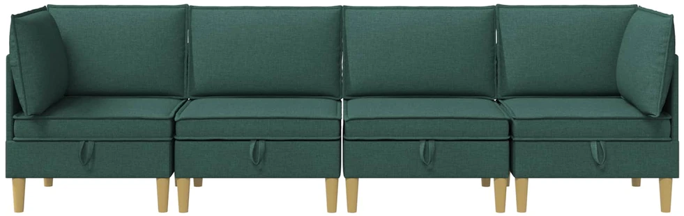 Modulinė sofa su laikymo vieta 4 vnt. Tamsiai žalia Audinys