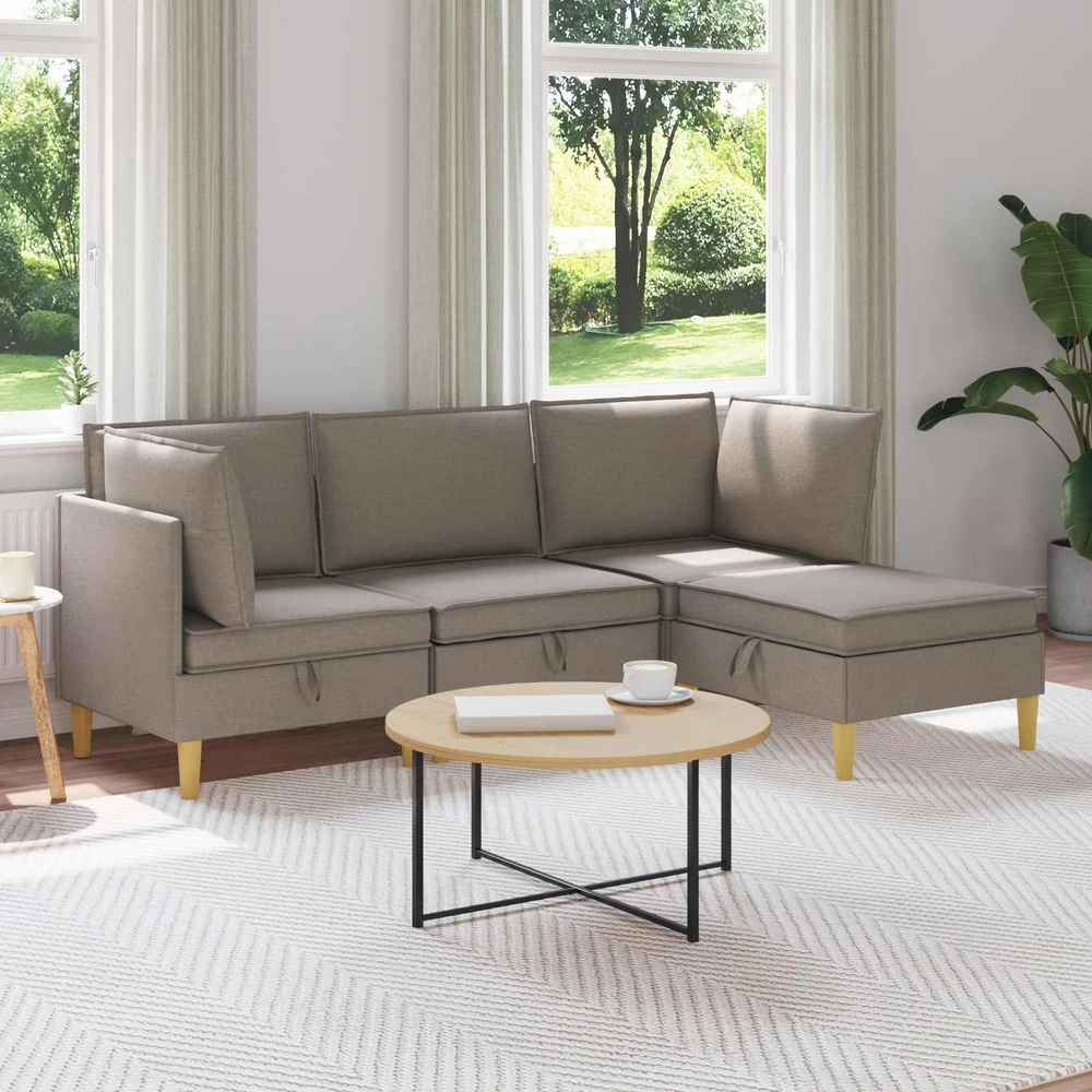 Modulinė sofa su laikymo vieta 4 vnt. Taupe Audinys