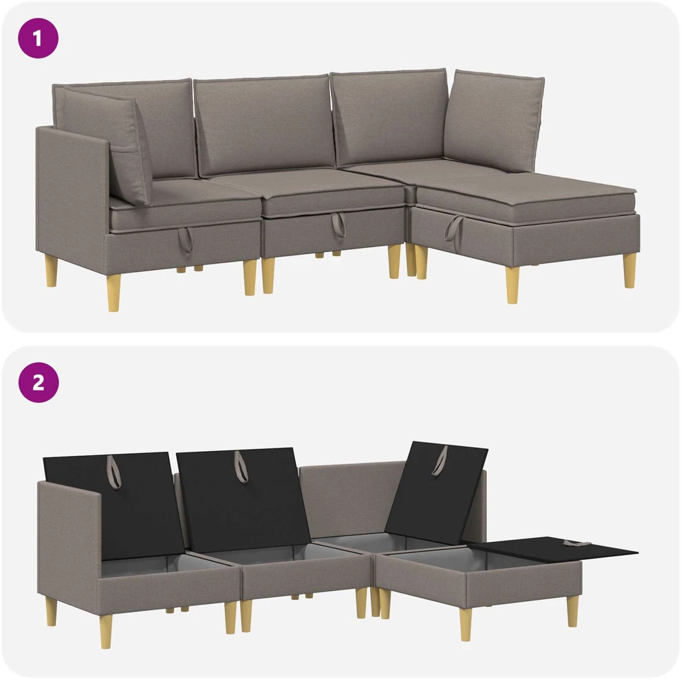 Modulinė sofa su laikymo vieta 4 vnt. Taupe Audinys