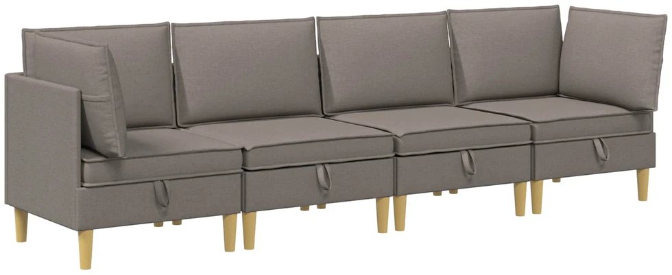 Modulinė sofa su laikymo vieta 4 vnt. Taupe Audinys