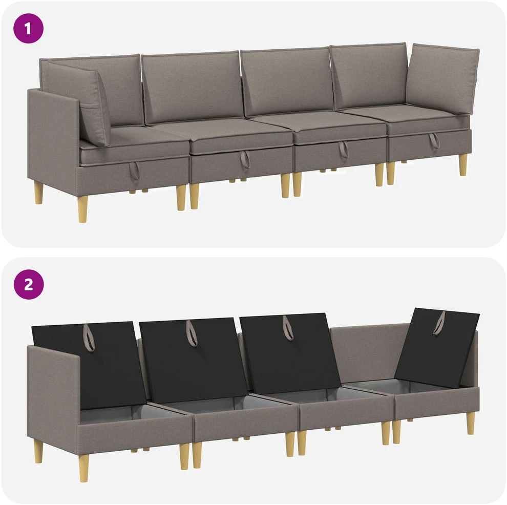 Modulinė sofa su laikymo vieta 4 vnt. Taupe Audinys