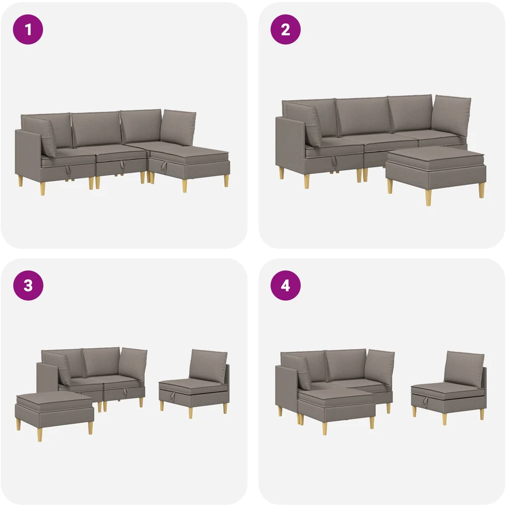 Modulinė sofa su laikymo vieta 4 vnt. Taupe Audinys