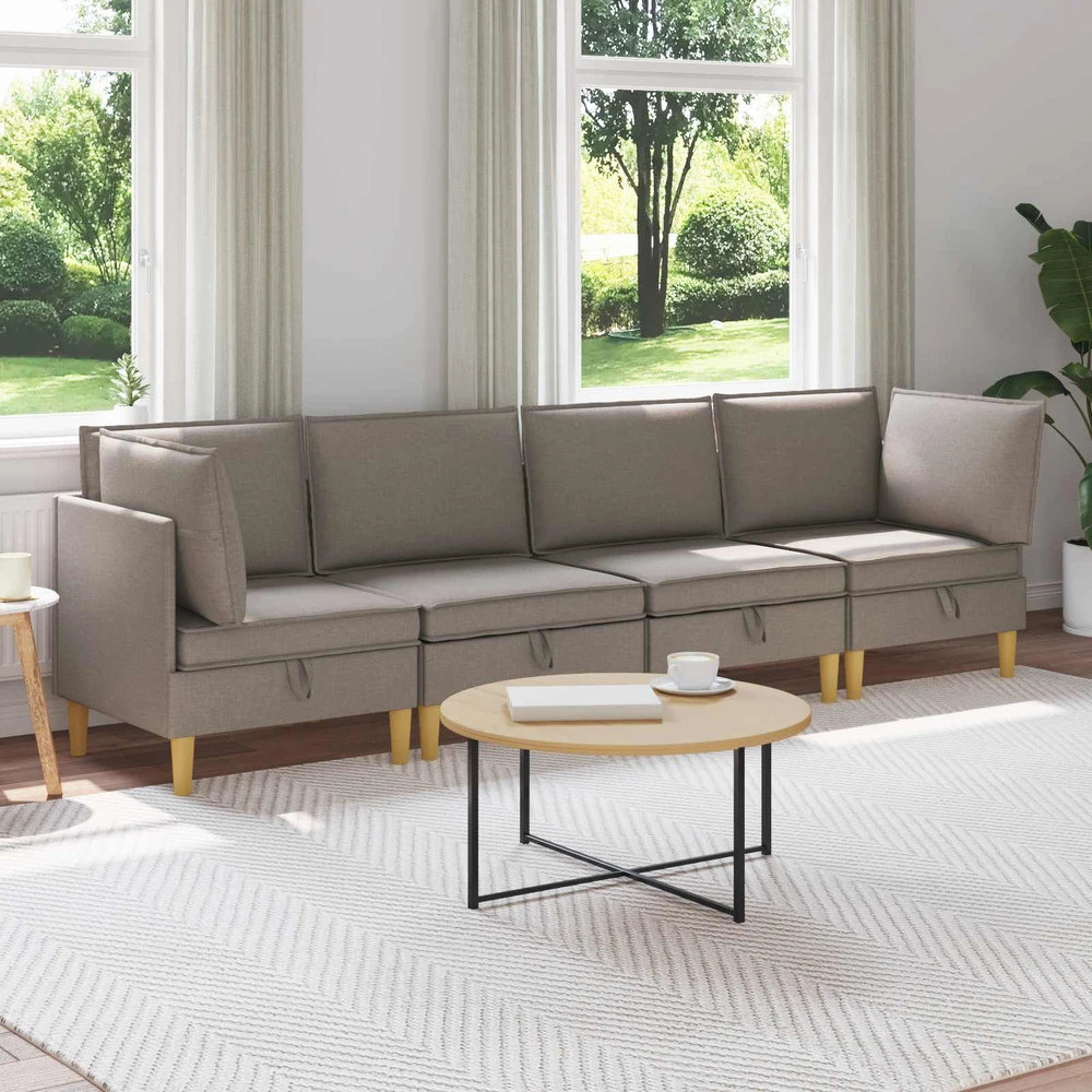 Modulinė sofa su laikymo vieta 4 vnt. Taupe Audinys