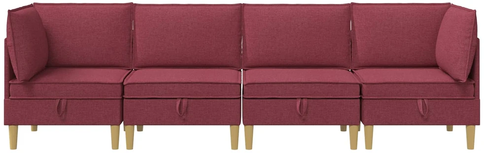 Modulinė sofa su laikymo vieta 4 vnt. Vyno raudona Audinys