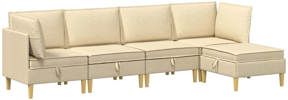 Modulinė sofa su laikymo vieta 5 vnt. Kreminė Audinys