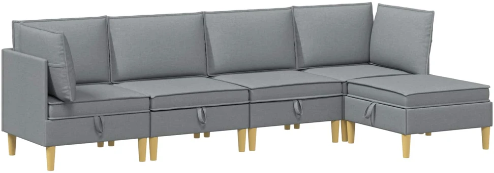 Modulinė sofa su laikymo vieta 5 vnt. Šviesiai pilka Audinys