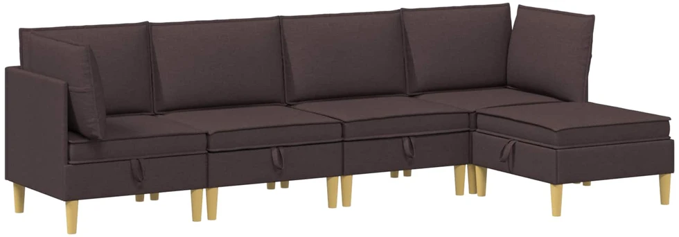 Modulinė sofa su laikymo vieta 5 vnt. Tamsiai rudas Audinys