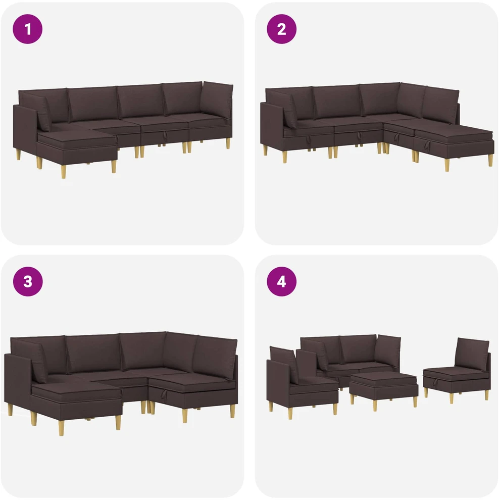 Modulinė sofa su laikymo vieta 5 vnt. Tamsiai rudas Audinys