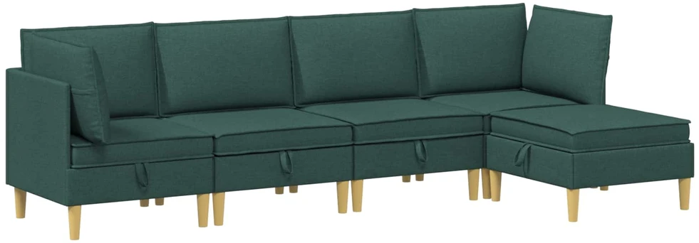 Modulinė sofa su laikymo vieta 5 vnt. Tamsiai žalia Audinys