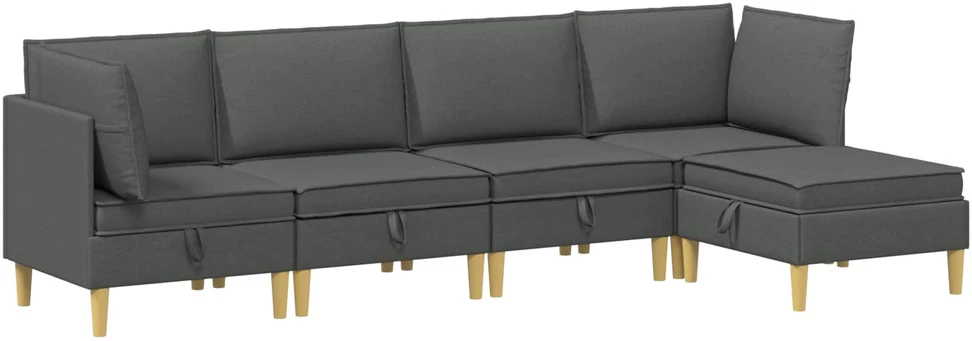 Modulinė sofa su laikymo vieta 5 vnt. Tamsiai pilka Audinys