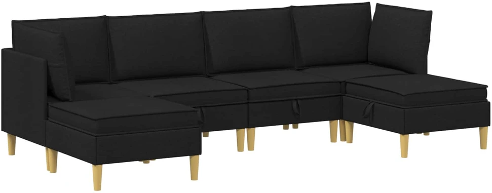 Modulinė sofa su laikymo vieta 6 vnt. Juoda 280 x 140 x 82 cm