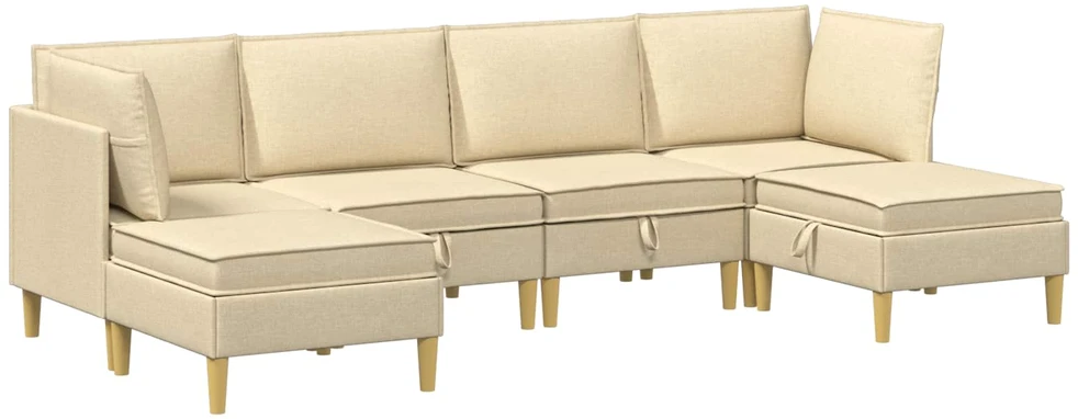 Modulinė sofa su laikymo vieta 6 vnt. Kreminė Audinys