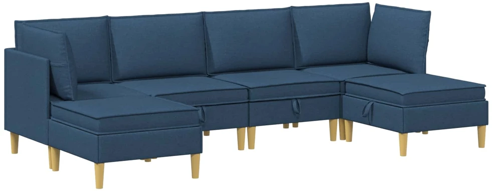 Modulinė sofa su laikymo vieta 6 vnt. Mėlyna Audinys