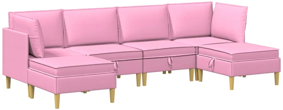 Modulinė sofa su laikymo vieta 6 vnt. Rožinė Audinys