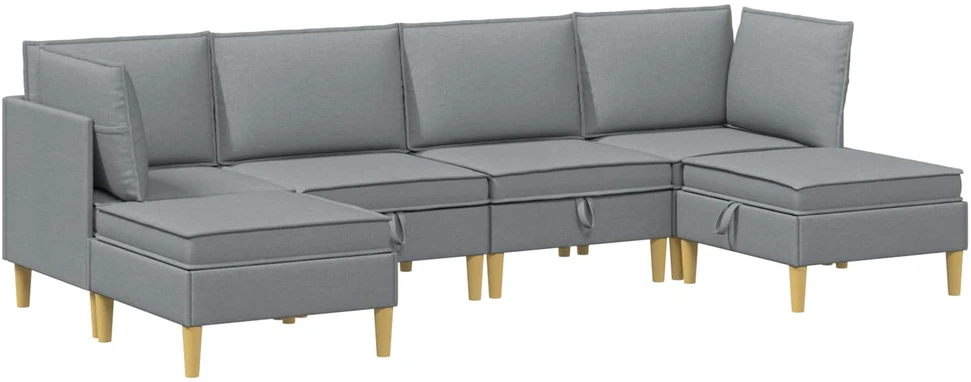 Modulinė sofa su laikymo vieta 6 vnt. Šviesiai pilka Audinys