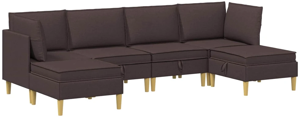 Modulinė sofa su laikymo vieta 6 vnt. Tamsiai rudas Audinys