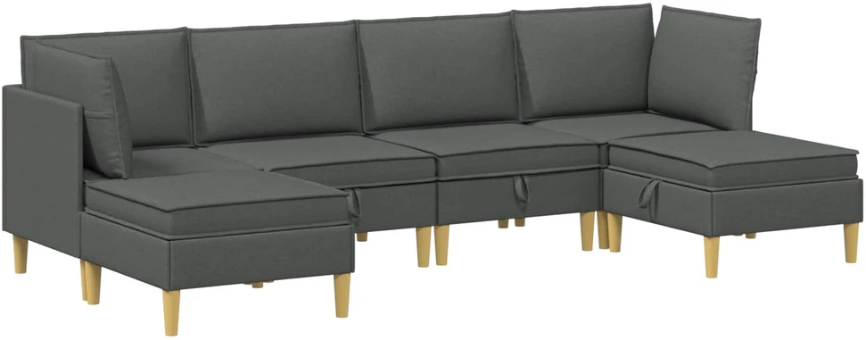 Modulinė sofa su laikymo vieta 6 vnt. Tamsiai pilka Audinys