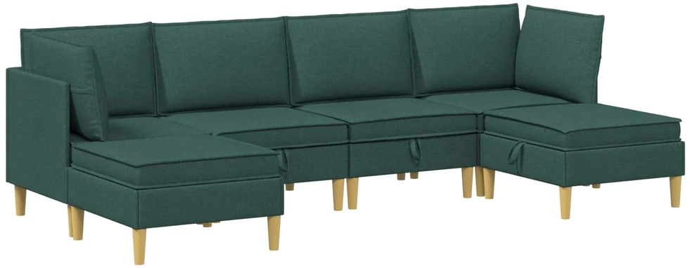 Modulinė sofa su laikymo vieta 6 vnt. Tamsiai žalia Audinys