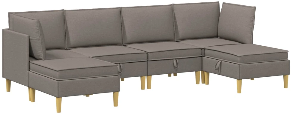 Modulinė sofa su laikymo vieta 6 vnt. Taupe Audinys