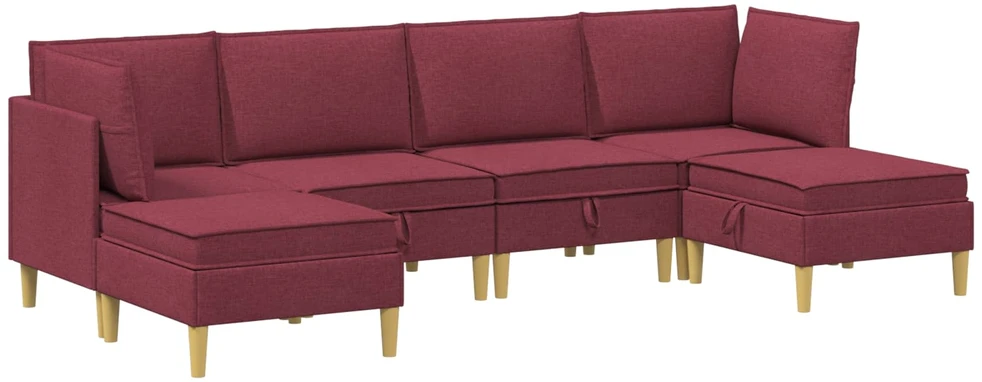 Modulinė sofa su laikymo vieta 6 vnt. Vyno raudona Audinys