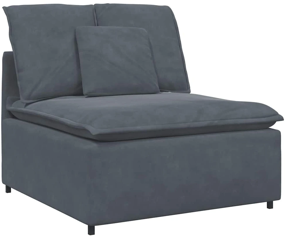 Modulinė sofa su pagalvėlėmis, aksominė, tamsiai pilka