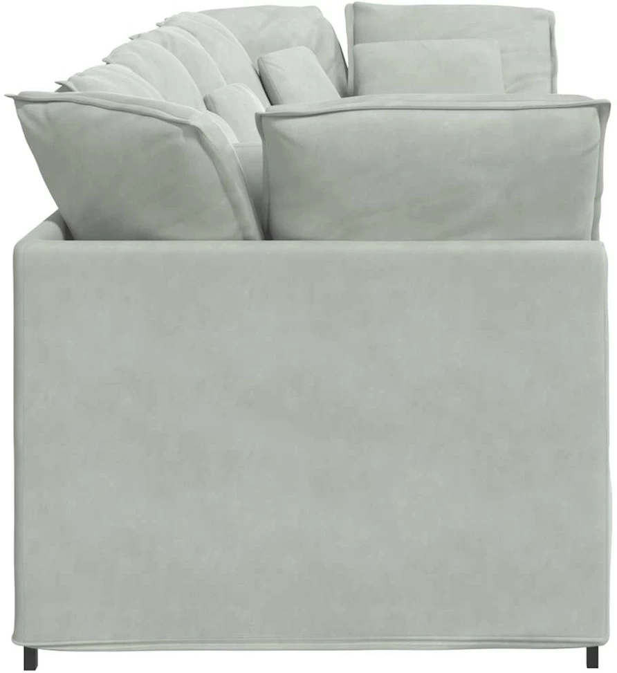 Modulinė sofa su pagalvėlėmis, aksominė, šviesiai pilka