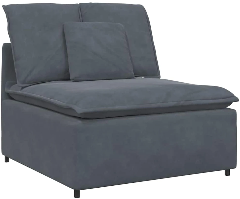 Modulinė sofa su pagalvėlėmis, aksominė, tamsiai pilka