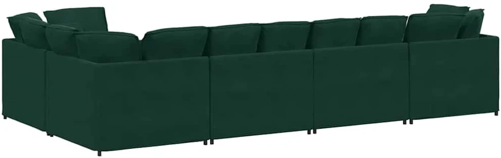 Modulinė sofa su pagalvėlėmis, aksominė, tamsiai žalia