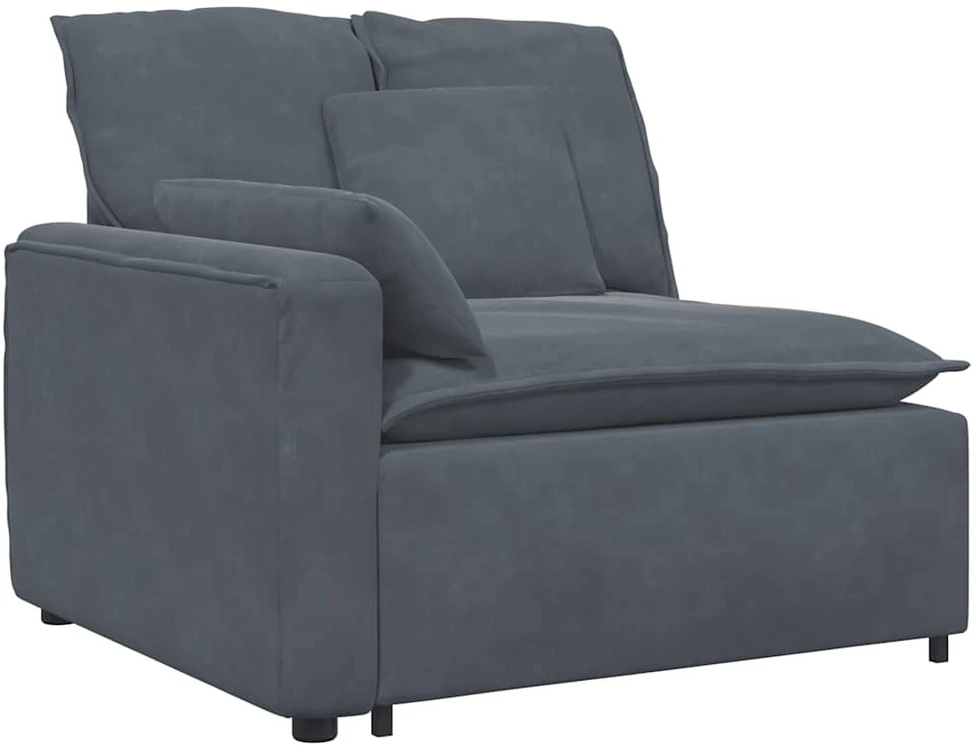 Modulinė sofa su pagalvėlėmis, aksominė, tamsiai pilka