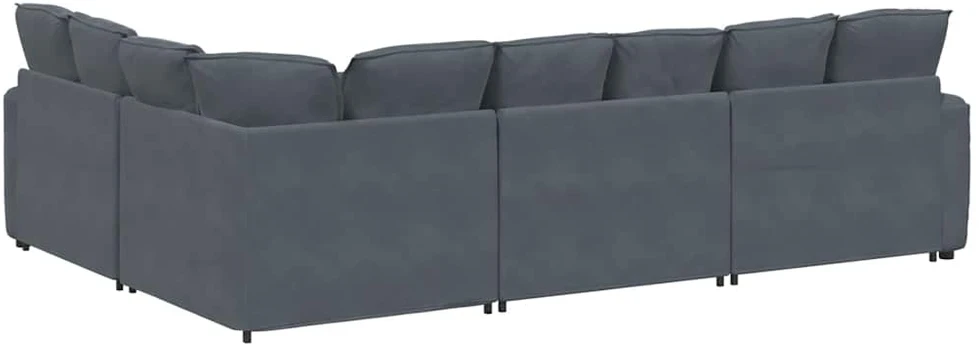 Modulinė sofa su pagalvėlėmis, aksominė, tamsiai pilka