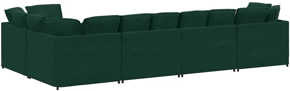 Modulinė sofa su pagalvėlėmis, aksominė, tamsiai žalia