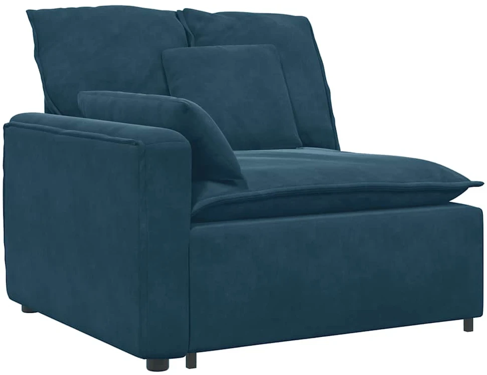 Modulinė sofa su pagalvėlėmis, aksominė, mėlyna