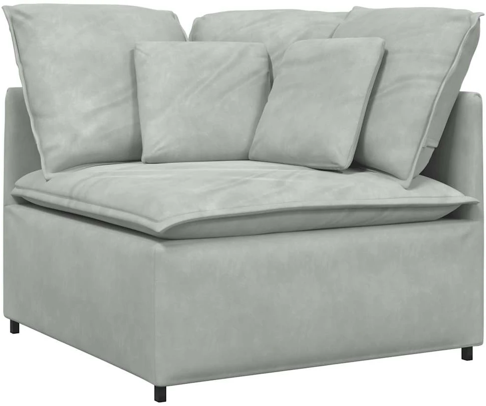 Modulinė sofa su pagalvėlėmis, aksominė, šviesiai pilka