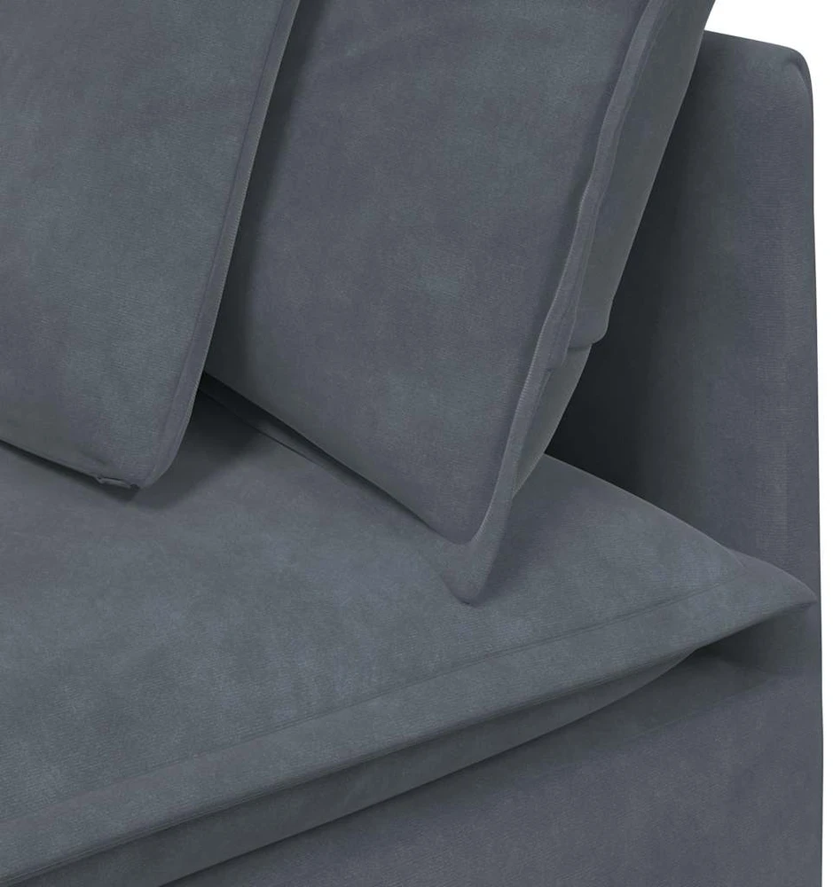 Modulinė sofa su pagalvėlėmis, aksominė, tamsiai pilka