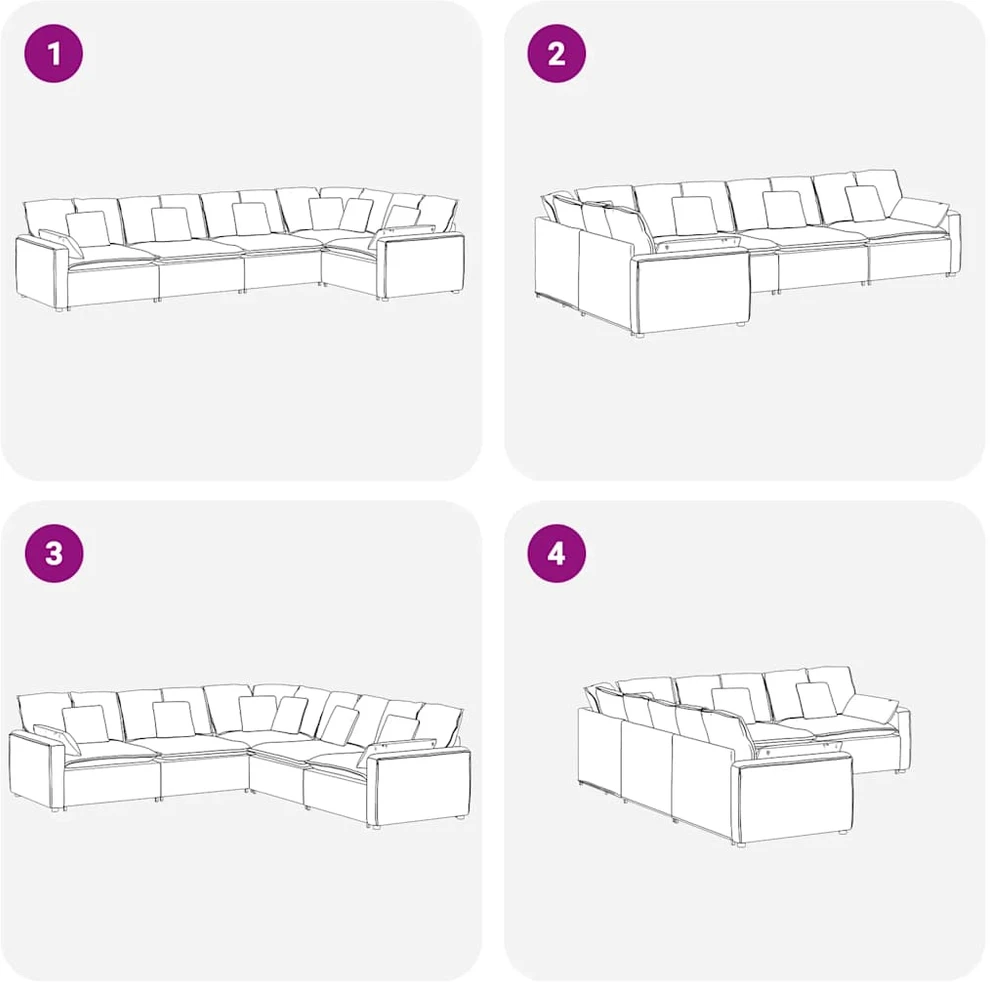 Modulinė sofa su pagalvėlėmis, aksominė, šviesiai pilka