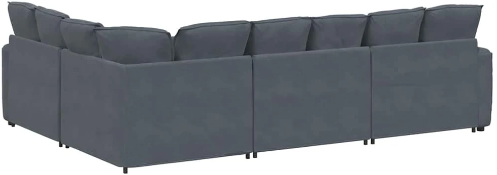 Modulinė sofa su pagalvėlėmis, aksominė, tamsiai pilka
