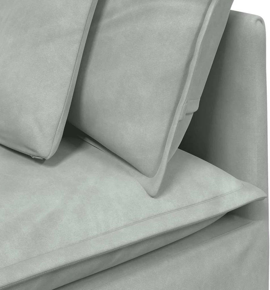Modulinė sofa su pagalvėlėmis, aksominė, šviesiai pilka