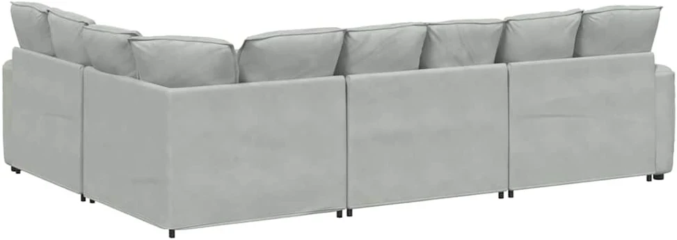 Modulinė sofa su pagalvėlėmis, aksominė, šviesiai pilka
