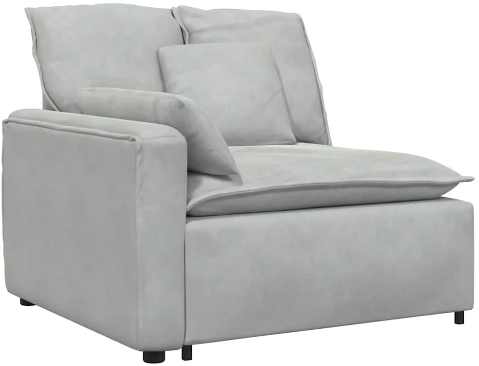 Modulinė sofa su pagalvėlėmis, aksominė, šviesiai pilka