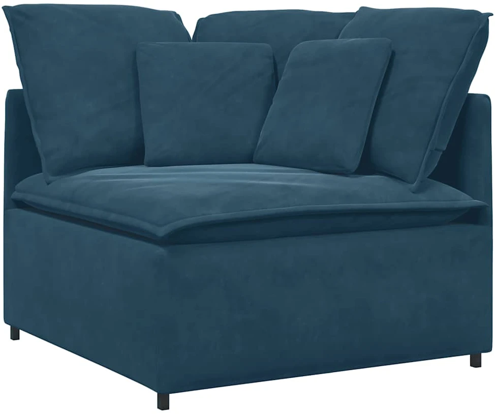 Modulinė sofa su pagalvėlėmis, aksominė, mėlyna