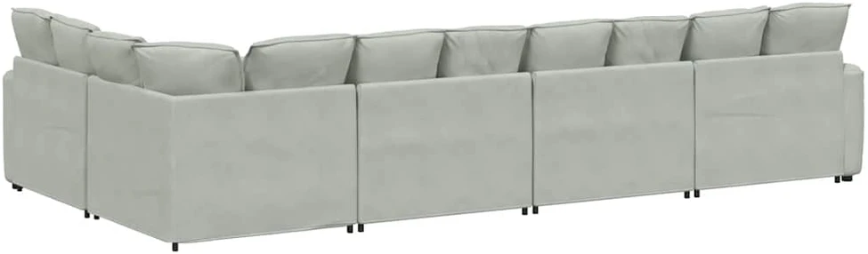 Modulinė sofa su pagalvėlėmis, aksominė, šviesiai pilka