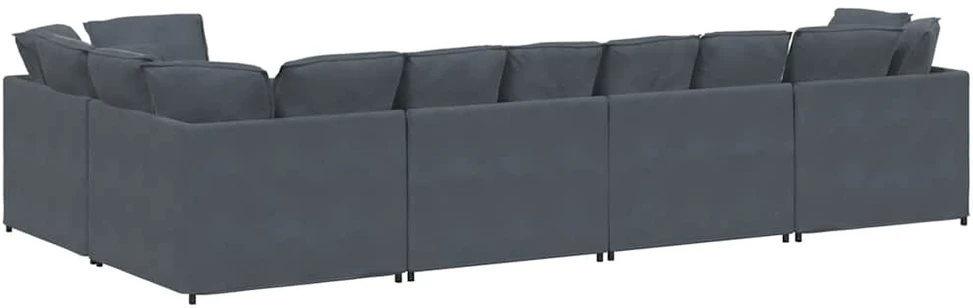 Modulinė sofa su pagalvėlėmis, aksominė, tamsiai pilka