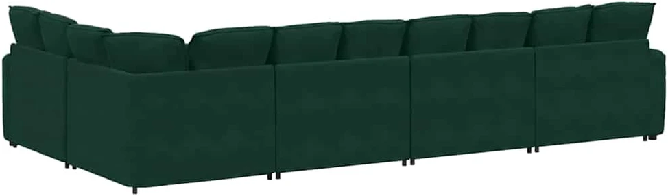 Modulinė sofa su pagalvėlėmis, aksominė, tamsiai žalia