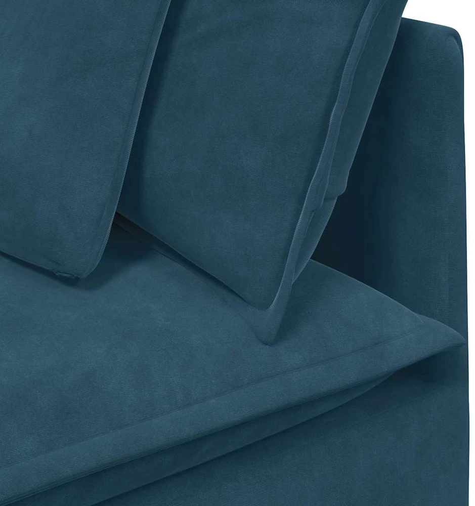 Modulinė sofa su pagalvėlėmis, aksominė, mėlyna