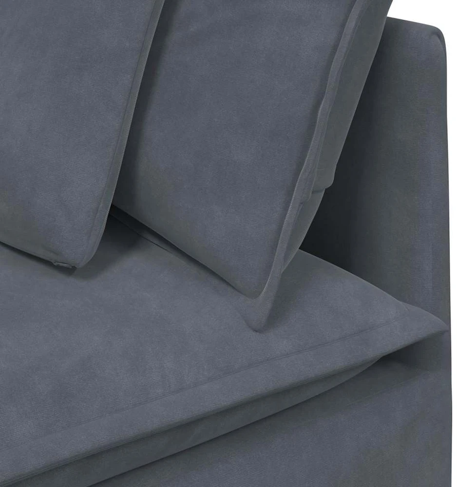 Modulinė sofa su pagalvėlėmis, aksominė, tamsiai pilka