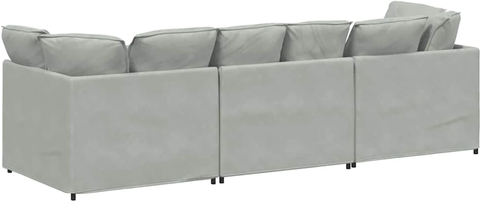 Modulinė sofa su pagalvėlėmis, aksominė, šviesiai pilka