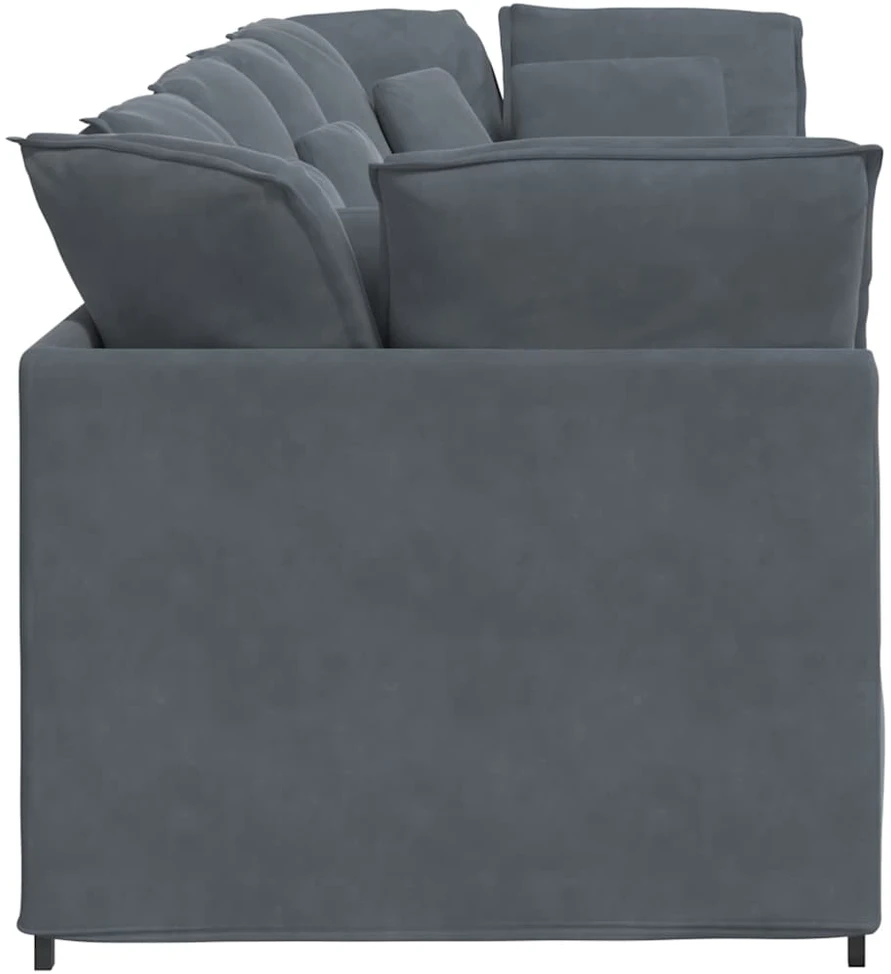 Modulinė sofa su pagalvėlėmis, aksominė, tamsiai pilka