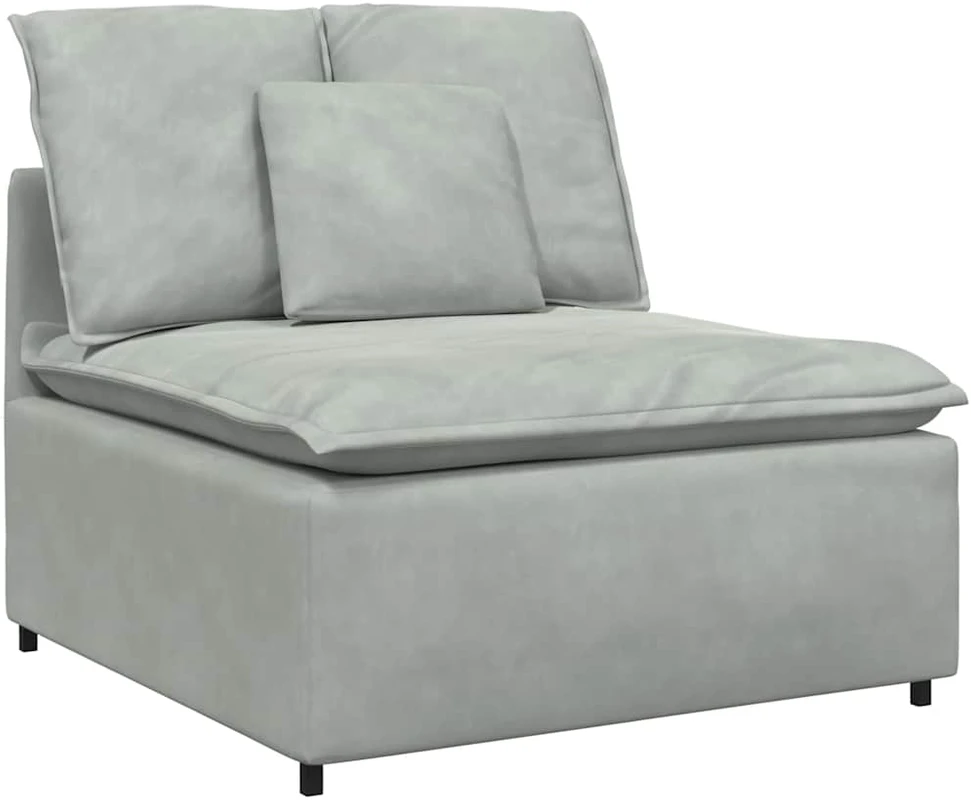 Modulinė sofa su pagalvėlėmis, aksominė, šviesiai pilka