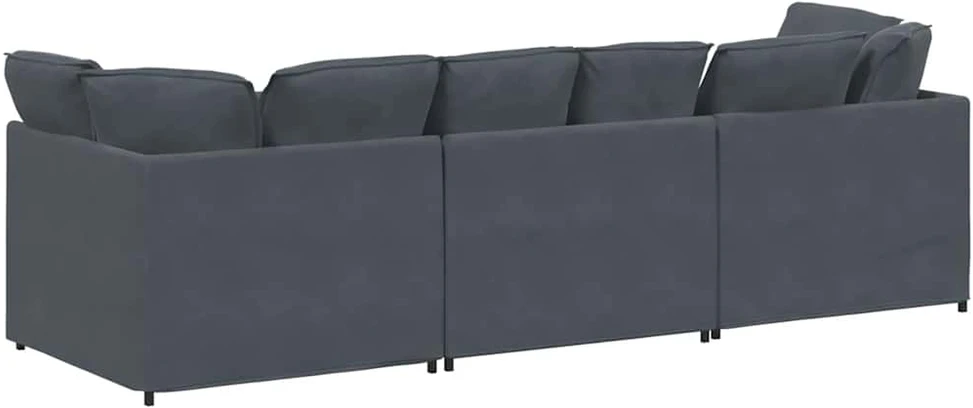 Modulinė sofa su pagalvėlėmis, aksominė, tamsiai pilka