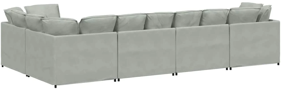 Modulinė sofa su pagalvėlėmis, aksominė, šviesiai pilka